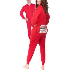 NWT Unisex Big Feet Pajama Adult Onesie Blast Area Long‎ John Union Suit Red XL